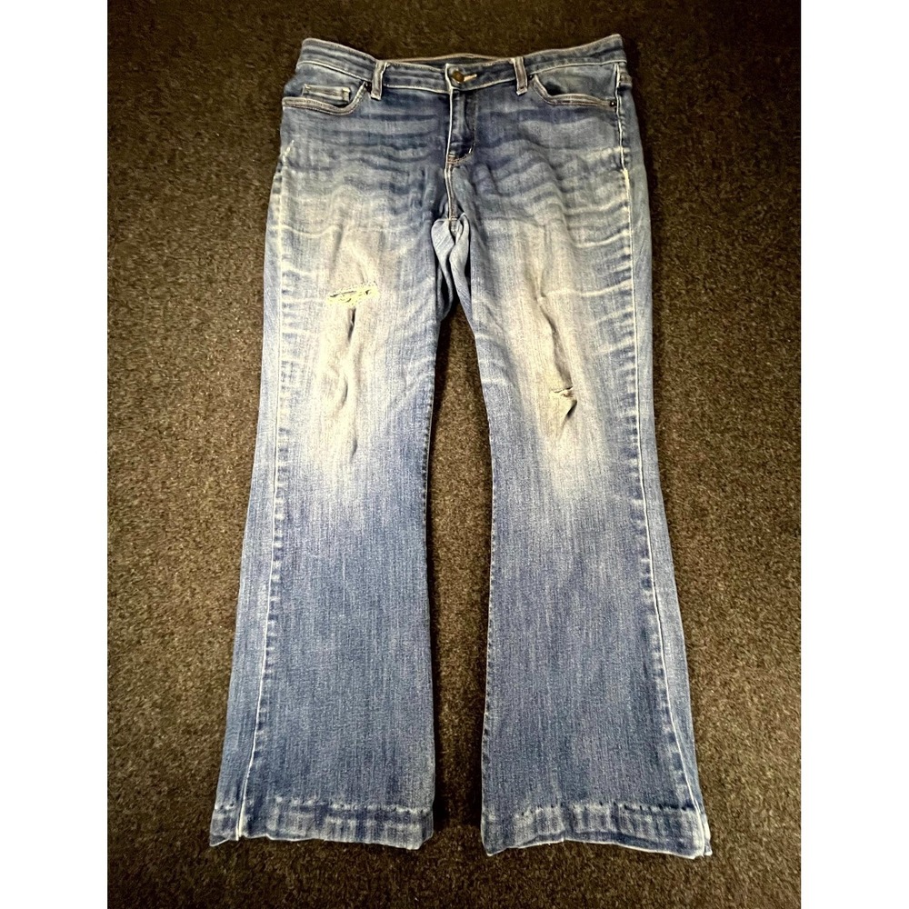Silver Suki Jeans Womens 12P Blue Curvy Bootcut Leg Denim Distressed Medium Wash